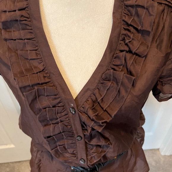 Bebe size L silk blend shirt with belt - Picture 12 of 14